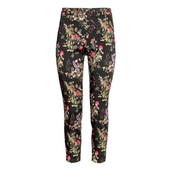 H&M Women's Botanicals Ankle-Length Cigarette Trousers Size 10 - Picture 2 of 8